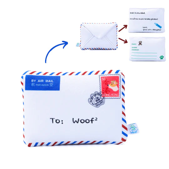 Woof² Hong Kong Airmail Letter Plush Dog Toy